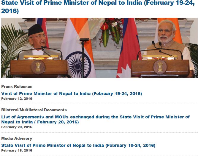 Nepal PM State visit